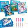 4-Pack Water Magic Coloring Books with Refillable Pens - Mess-Free Fun