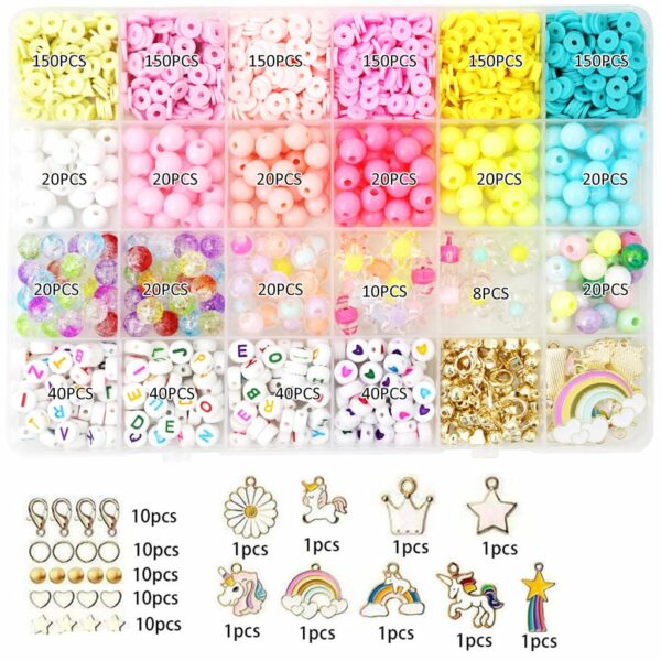 Clay Beads Bracelet Making Kit with Unicorn Pendants & Tools - Image 3