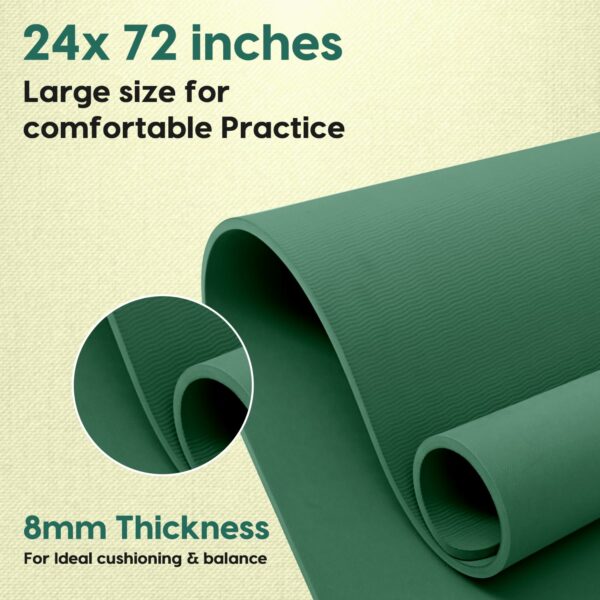 Extra Thick 8MM TPE Yoga Mat with Strap - Non-Slip & Durable - Image 4