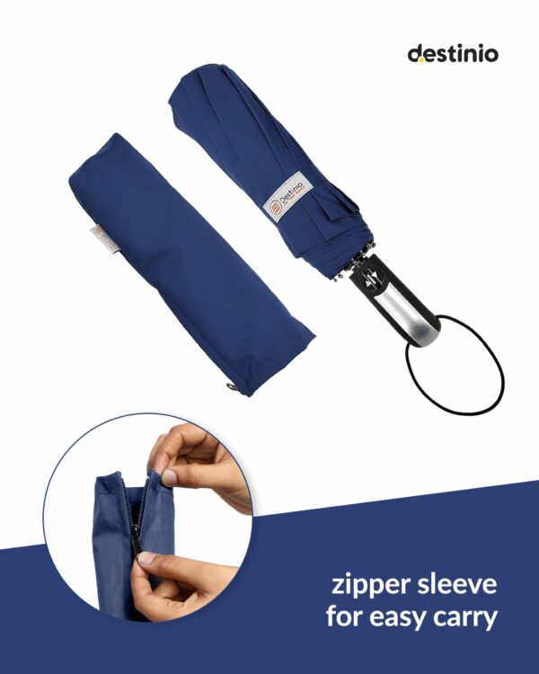 Large Automatic 3-Fold Windproof Umbrella with Travel Cover - Image 2