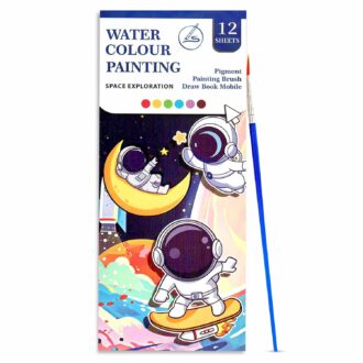Watercolour Painting Notepad for Kids - 12 Pages, Brush Included