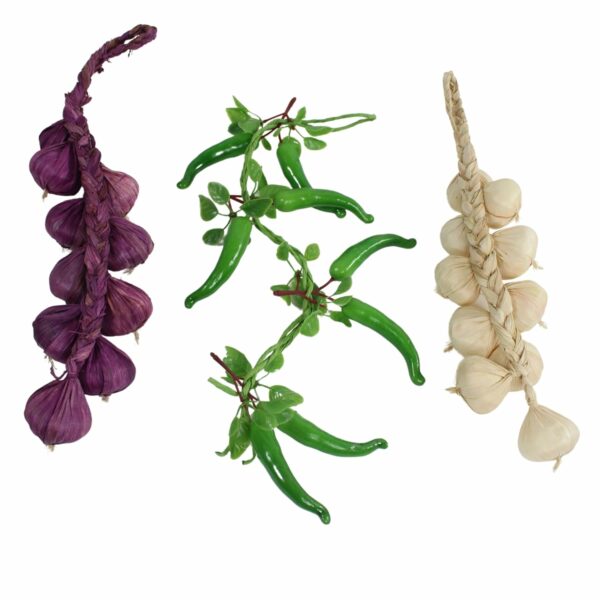 Set of 3 Artificial Veggies - Chilli, Onion, Garlic - Image 2