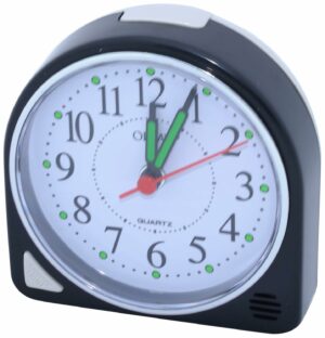 Analog Black Beep Alarm Clock - Compact 8 cm Size
