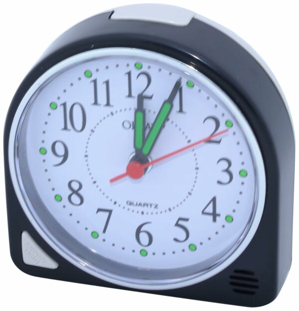 Analog Black Beep Alarm Clock - Compact 8 cm Size