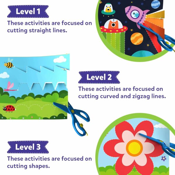 Scissor Skills Activity Book for Kids - 25 Fun Crafts & 2 Safe Scissors - Image 4