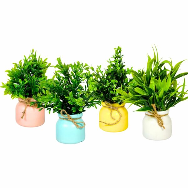 4pcs Artificial Pot Flowers - Mini Potted Plants for Home Decor - Image 5