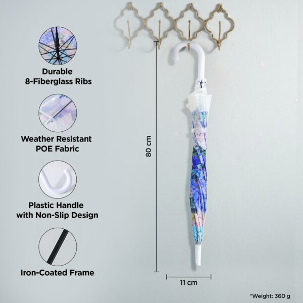 Portable Folding Umbrella with Fiberglass Ribs | Windproof & Travel Friendly | Floral Print - Image 3