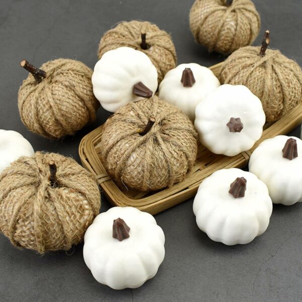 Rustic Harvest Foam Artificial Pumpkins for Halloween Decor - 22 Pcs - Image 2