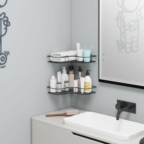 Self Adhesive Corner Shelf for Bathroom and Kitchen - Pack of 2 - Image 2