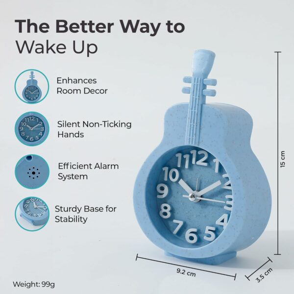 Stylish Violin-Shaped Alarm Clock for Heavy Sleepers - Blue - Image 4