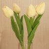 5 Pcs Artificial Tulip Flowers Bunches for Home Decor - Cream