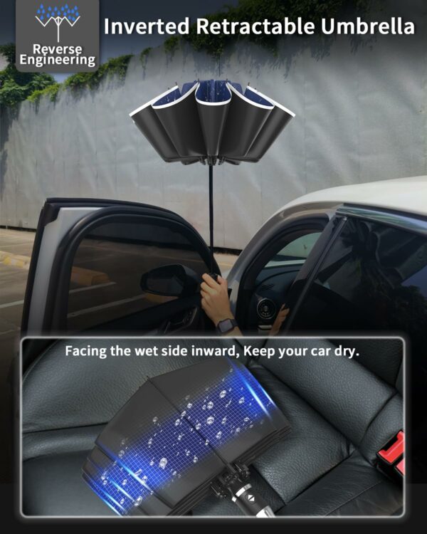Windproof 45 Inch 3-Fold Umbrella with Reflective Stripe - UV Protection - Image 5