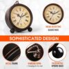 Vintage Silent Battery Alarm Clock with Night Light - 10cm