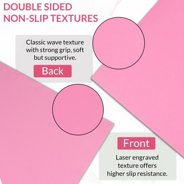 Eco-Friendly 6mm Anti-Slip Yoga Mat with Carrying Strap - Pink - Image 2