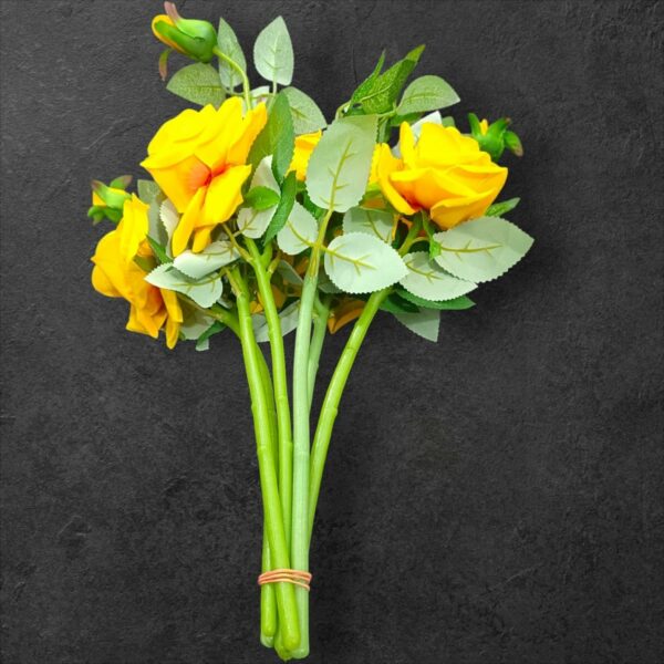 Artificial Yellow Rose Flower Stick - 45cm Long, No Pot Included - Image 3