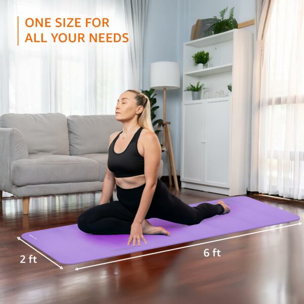 6 MM Thick Anti-Slip Yoga Mat with Carry Bag - Purple - Image 5