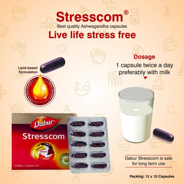 Stresscom Ashwagandha Capsules - 120 Count for Stress Relief - Image 5