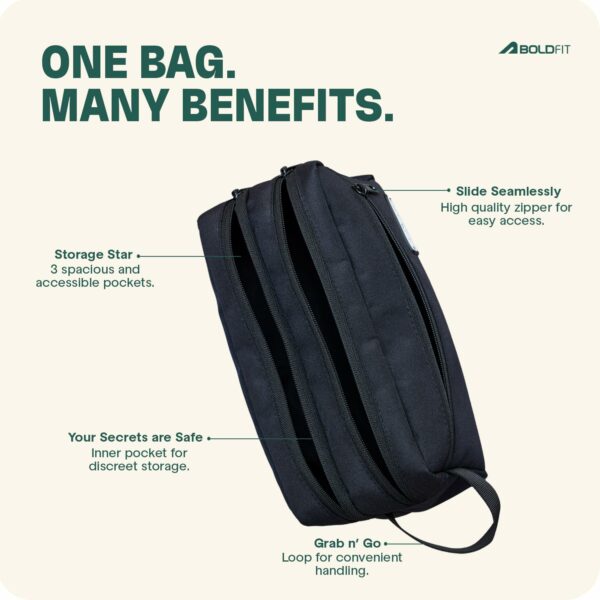 Spacious Polyester Toiletry Bag for Travel - Black, 18 Cm - Image 6