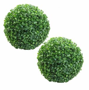Set of 2 Eucalyptus Boxwood Topiary Balls - 28 cm Green
