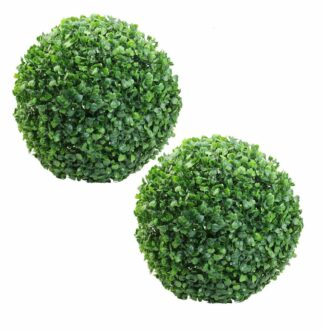 Set of 2 Eucalyptus Boxwood Topiary Balls - 28 cm Green