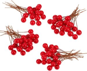 Artificial Holly Berries for Christmas Decor - 50 Pack