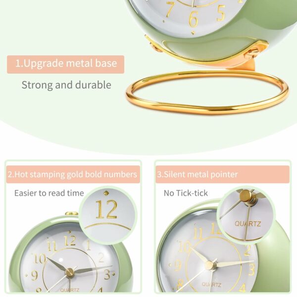 Stylish Battery Operated Silent Alarm Clock with Backlight - Image 5