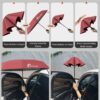Compact 3-Fold Travel Umbrella with Carabiner Handle for UV Protection & Rain