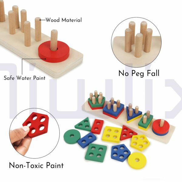 Wooden Shape Sorter Toy for Toddlers - Safe & Fun Learning - Image 4