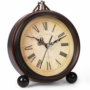 Vintage Silent Battery Alarm Clock with Night Light - 10cm