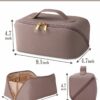 Large Capacity Litchi Leather Makeup Bag for Women - Pink