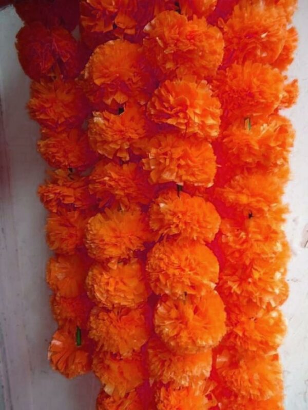 10 Pcs Indian Handmade Artificial Marigold Garland Flowers - 4.5-4.9Ft for Decoration - Image 2