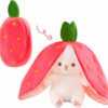 Reversible Bunny Plush Toy - Strawberry to Bunny Transformation