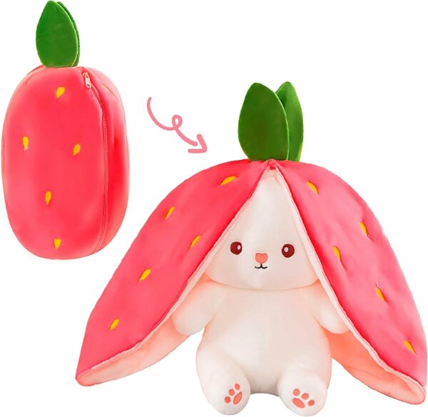 Reversible Bunny Plush Toy - Strawberry to Bunny Transformation - Image 5
