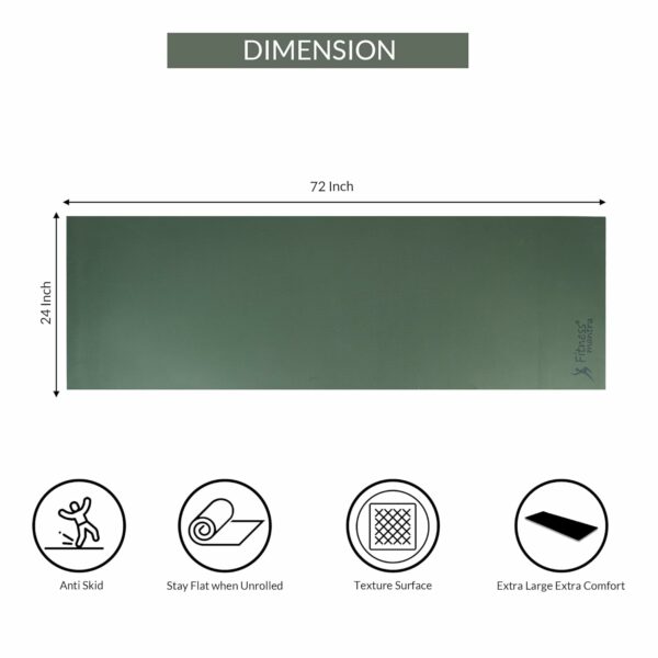 Eco-Friendly 6mm Anti-Skid Yoga Mat for Men & Women - Army Green - Image 4