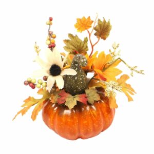 Artificial Pumpkin and Maple Leaf Autumn Table Decor