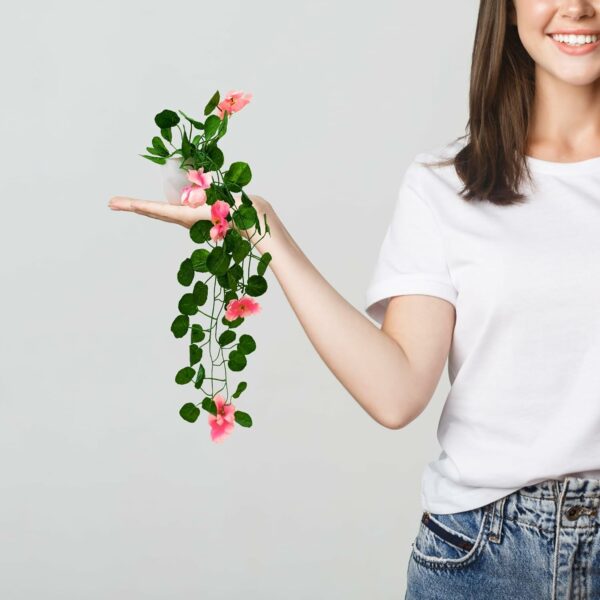 Pack of 2 Artificial Flower Vine Plants with Pots - 45 CM - Image 4
