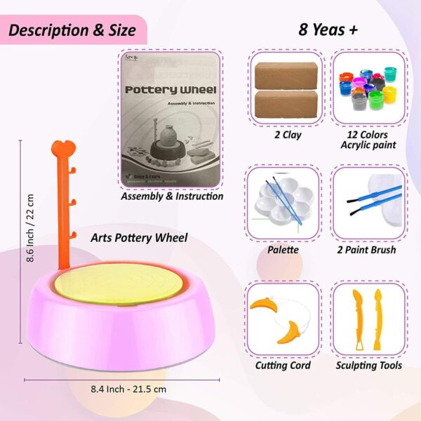 Kids Pottery Wheel Kit - Battery Operated Arts & Crafts Set - Image 6