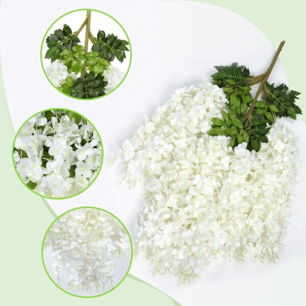12 Pack White Artificial Wisteria Vine Hanging Garland - Image 3
