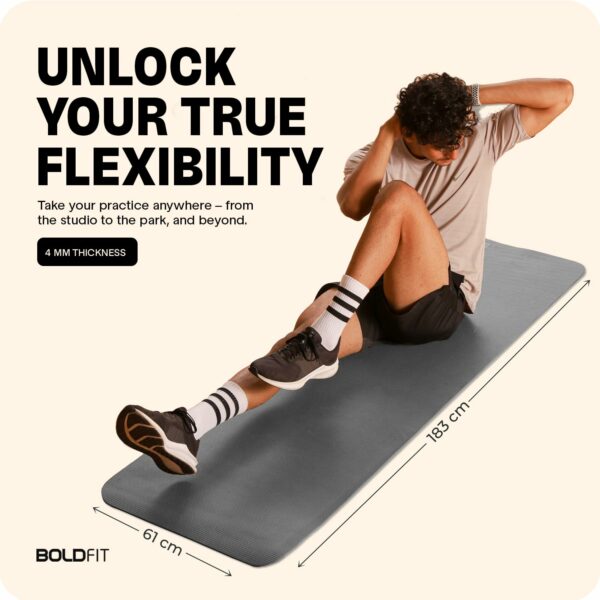EVA Yoga Mat - Anti Slip, Durable & Washable - 4mm Grey - Image 6