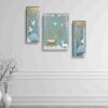 Set of 3 Deer Paintings for Wall Decoration - Large Framed Artwork