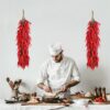 Artificial Garlic and Red Pepper Hanging String - 5 Bunches