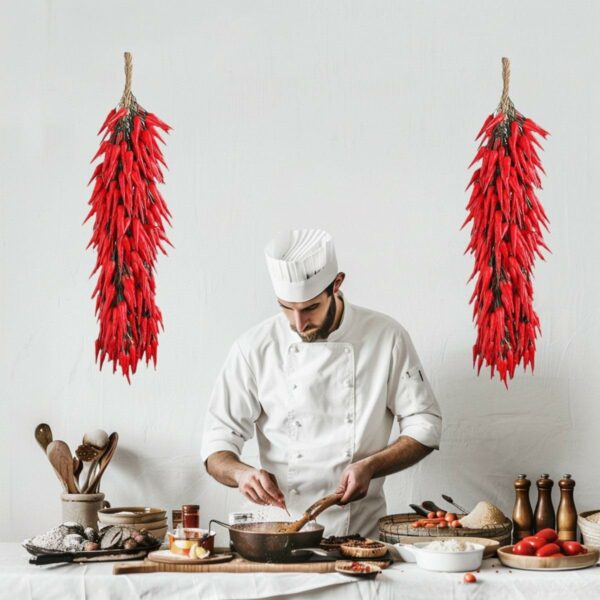 Artificial Garlic and Red Pepper Hanging String - 5 Bunches - Image 3