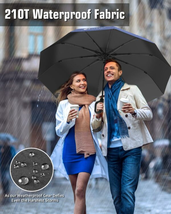 Compact Windproof Travel Umbrella with Carabiner Handle - Image 5