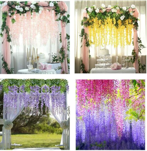Pack of 6 Multicolor Artificial Wisteria Vine for Decor - Image 3