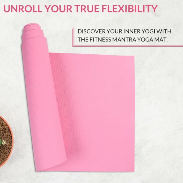 Eco-Friendly 6mm Anti-Slip Yoga Mat with Carrying Strap - Pink - Image 5