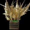 Artificial Golden Leaves Flowers Bunch with Wooden Pot - 30cm