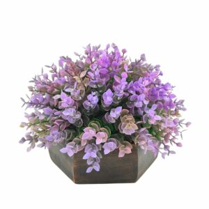 Artificial Hackleberry Purple Plant in Elegant Hexagon Pot - 15cm
