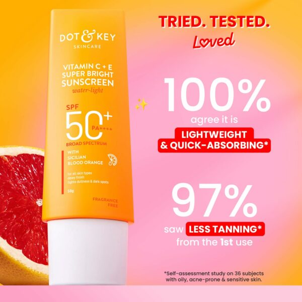 Vitamin C + E Super Bright Sunscreen SPF 50 - Water-Light, No White Cast, All Skin Types - Image 5