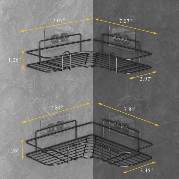 Space-Saving Metal Bathroom Corner Shelf - 2 Pcs - Image 2