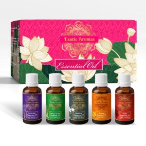 Pack of 5 Essential Oils - Lavender, Lemongrass, Jasmine, Orange, Rose